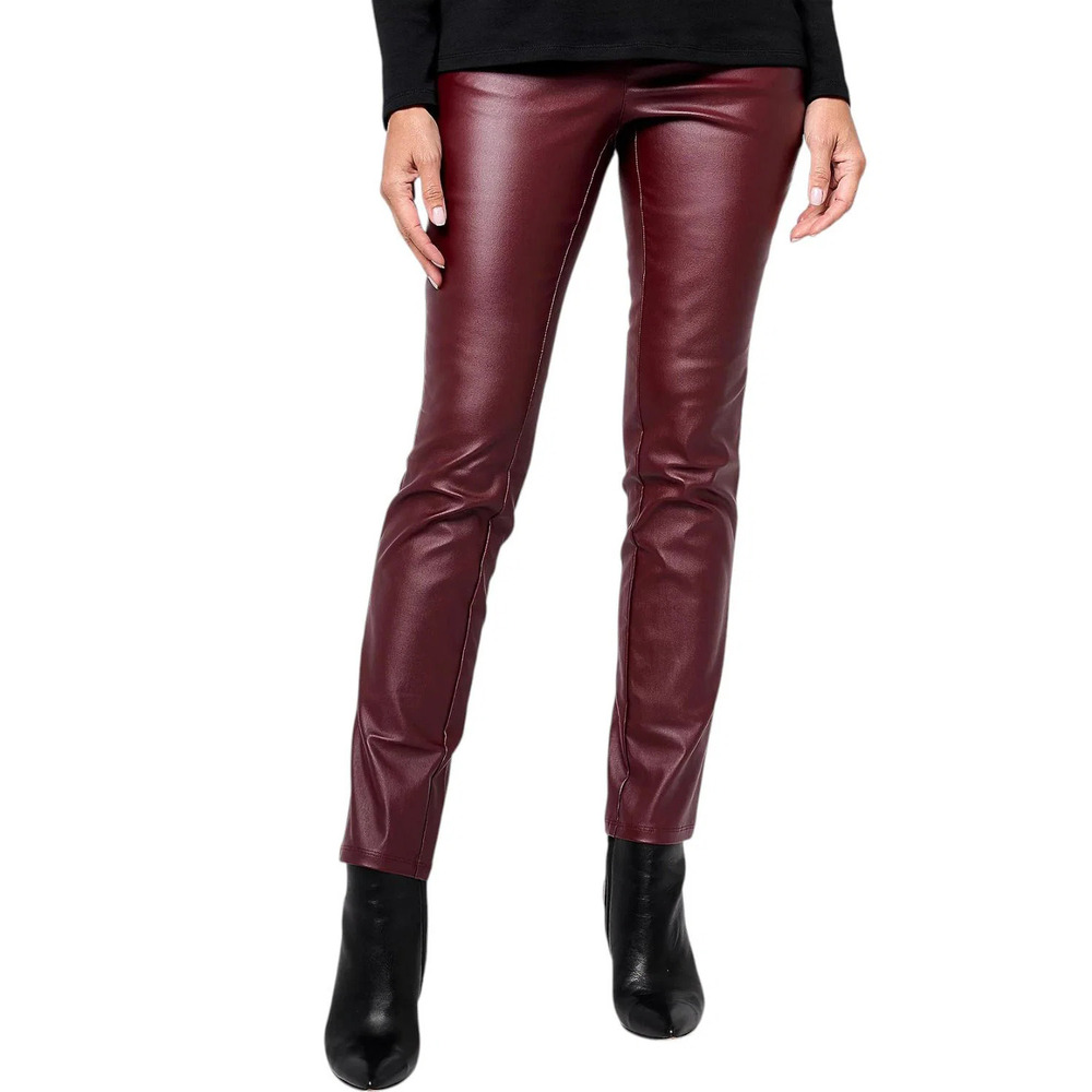 Jingle Belles by Kim Gravel Tl Coated Twill Straight Pant Port Wine - Tall